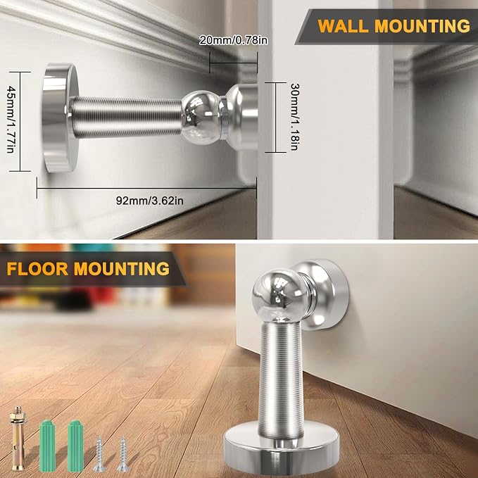6 Pack Door Stopper Magnetic, COCIVIVRE Magnet Door Stop Stainless Steel - Image 3