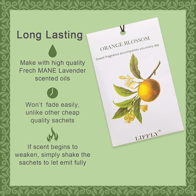 14 Packs Orange Blossom Sachets fit Drawer and Closet Long Lasting Gift - Image 2