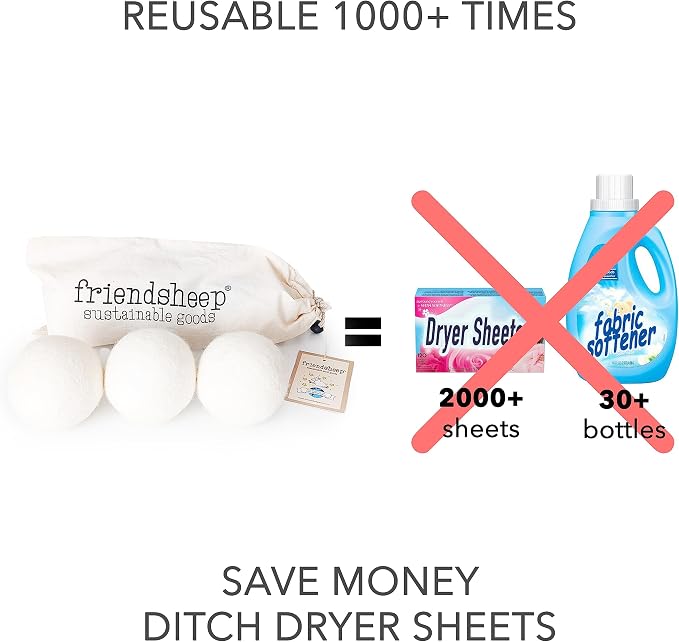 Friendsheep Wool Dryer Balls, Organic Reusable Fabric Softener Alternative - Image 3