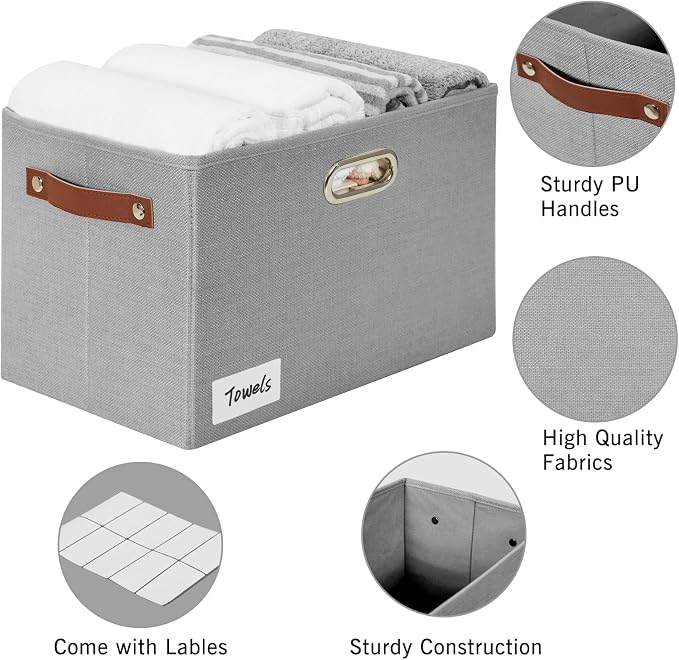 Large 3-Pack Foldable Fabric Storage Bins - Image 3