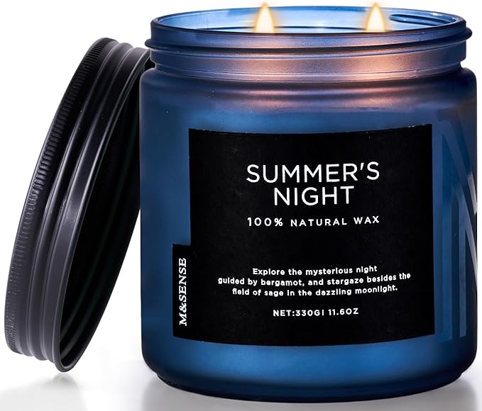 M&SENSE Summer's Night Scented Candle, 11.6oz Natural Soy Wax Clean Non Toxic by MSENSE
