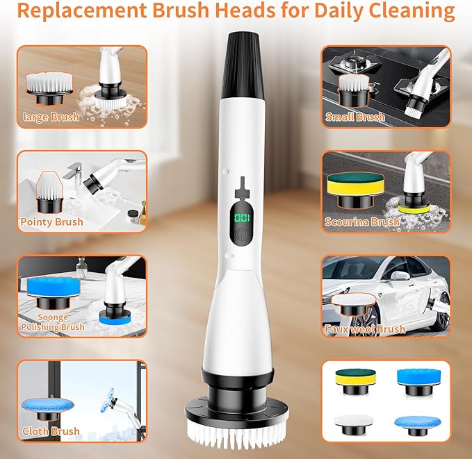 11 in 1 Electric Spin Scrubber Cordless Cleaning Brush 3 Adjustable Angles 2 - Image 6