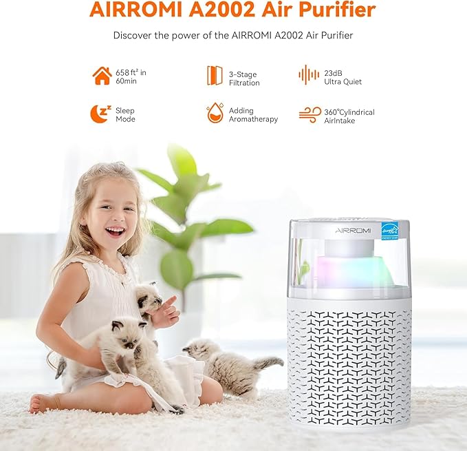 AIRROMI Air Purifiers for Bedroom Home, Activated Carbon Filter Cleaner - Image 3