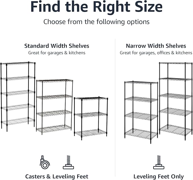 Amazon Basics 4-Shelf Steel Wire Storage Rack, Adjustable, Easy Assembly - Image 4