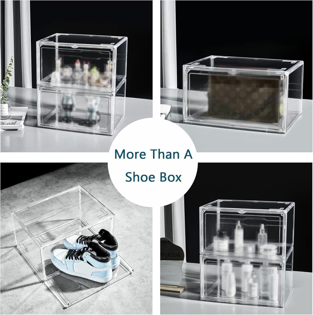 12 Pack Shoe Boxes, Clear Acrylic Stackable Plastic Sneaker Box Container, Ma...