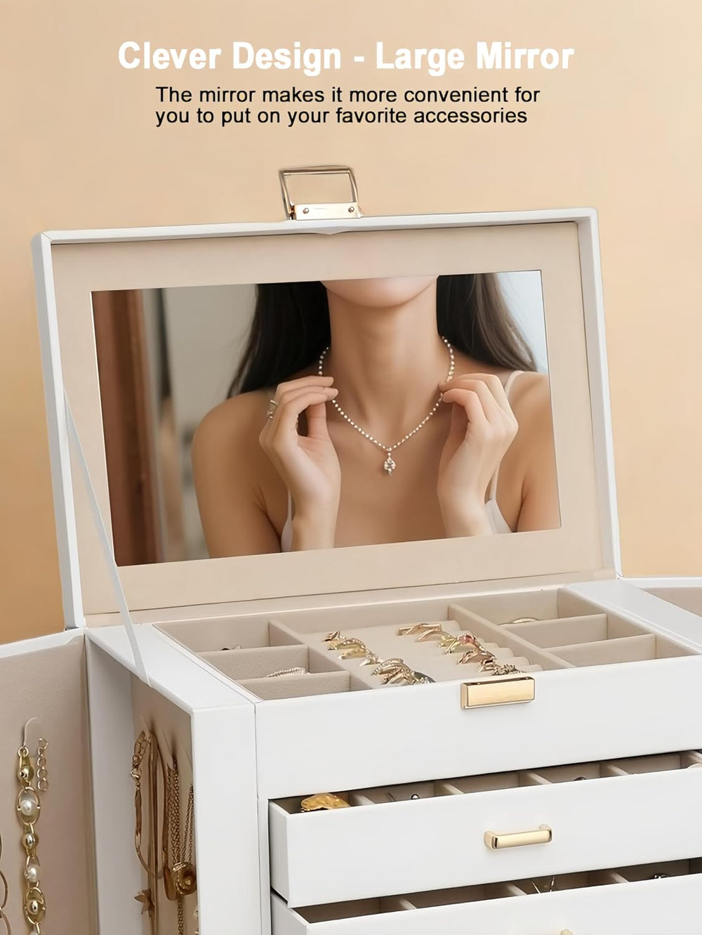 BOOVO Large Jewelry Box for Women 6 Layer