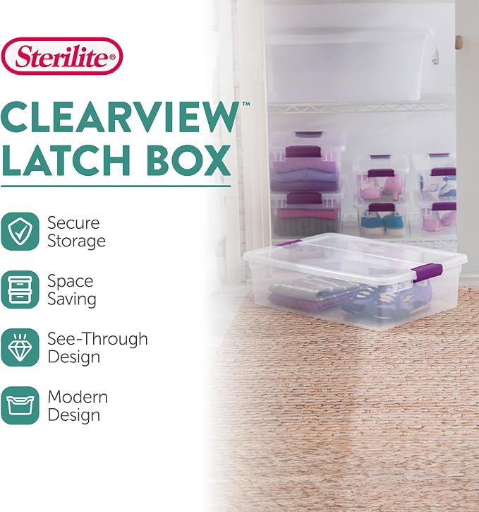 Sterilite 24-Pack ClearView Latch Box, Stackable Storage Organizer Bins - Image 2