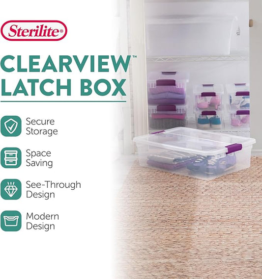 Sterilite 18-Pack 32 Quart ClearView Latch Box, Stackable Organizer Bins - Image 2