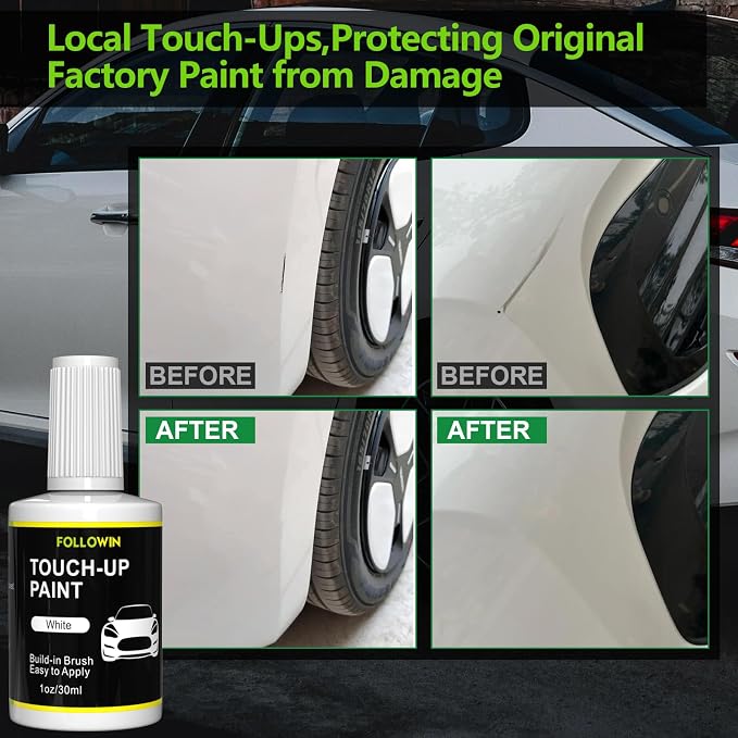 FOLLOWIN White Touch Up Paint for Cars, Car Paint Scratch Repair, Built-in - Image 4