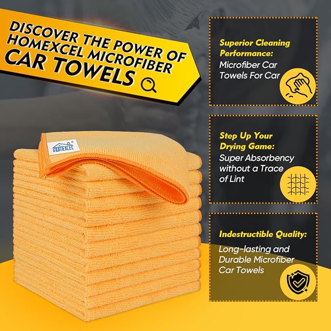HOMEXCEL Yellow Microfiber Cleaning Cloths 12 Pack, 12.5 x 12.5 inch Microfiber - Image 3