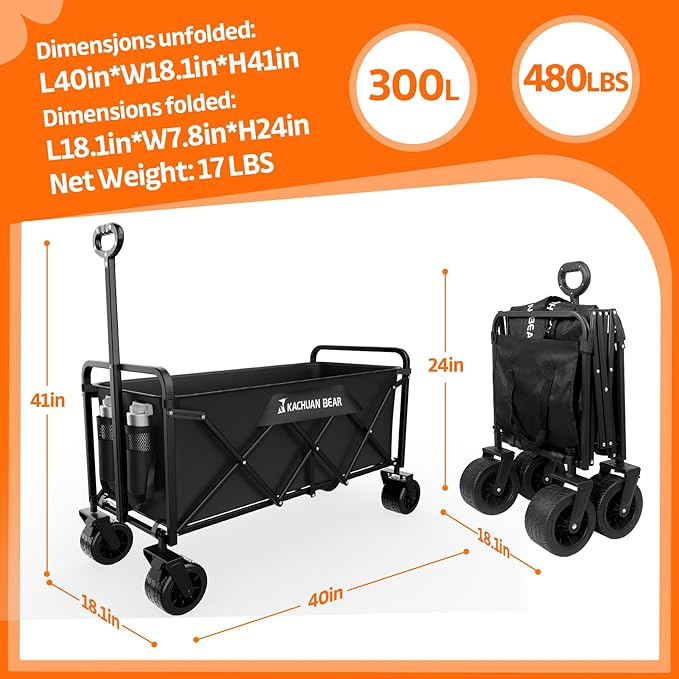 300L Large Collapsible Wagons Carts - Image 4