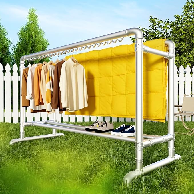 Clothes Drying Rack with Windproof Hooks, 78.7 inch Adjustable Heavy Duty - Image 6