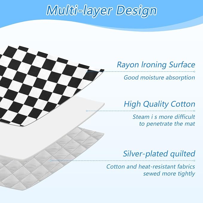 Black White Checkered Plaid Ironing Mat - Image 4