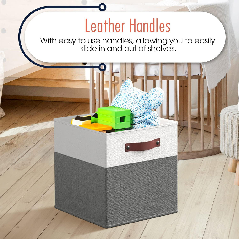 Ornavo Home 13x13 Foldable Fabric Storage Cube Bins, 6 Pack, White/Gray