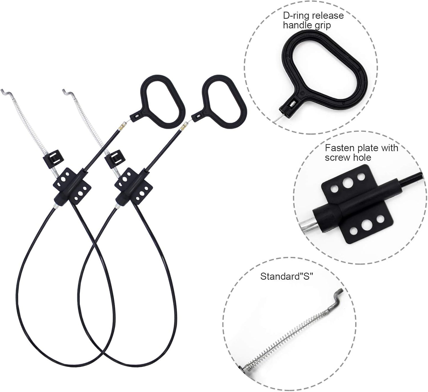 Nonley Sofa Recliner Cables, 2 Pack Couch Release Cables Recliner Replacement Parts D Ring Couch Recliner Pull Handle, Hook Exposed Cable with S Tip for Sofa, Black