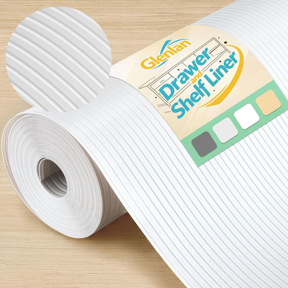 Non-Adhesive Waterproof Shelf Liner, 17.5IN x 20FT, White