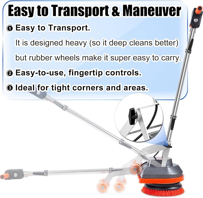 Commercial Floor Scrubber Machine, Heavy Duty Orbital Floor Cleaner, Hardwood - Image 5