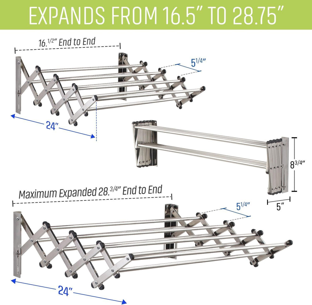 Smartsome Wall Mounted Clothes Drying Rack | Adjustable to Fit Your Space | 2...