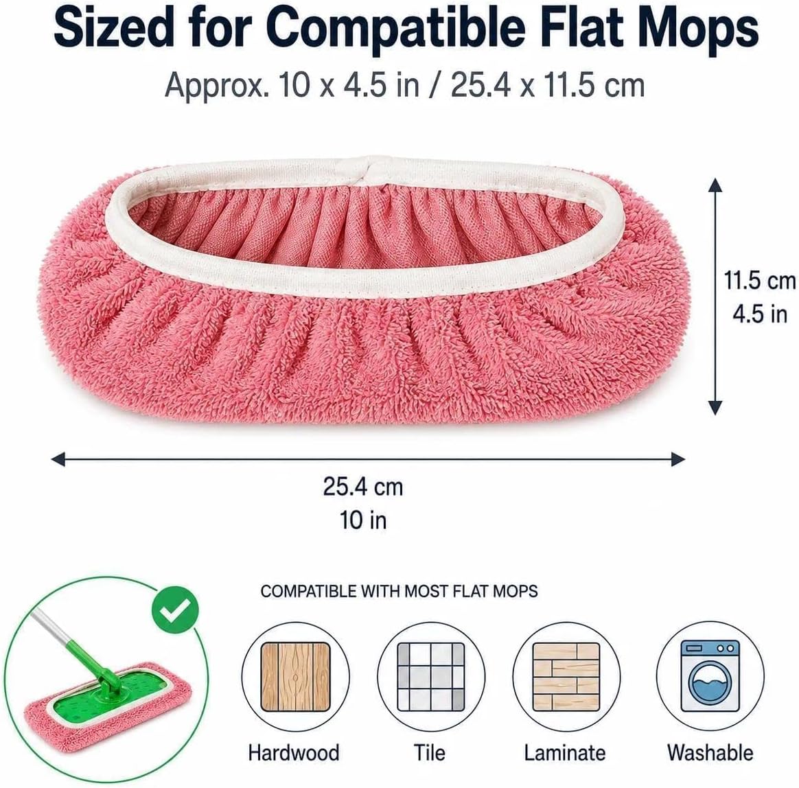 4PC Reusable Microfiber Mop Pads for Swiffer Sweeper, Washable Coral Fleece Floor Cleaning Replacement, Dual-Sided Wet & Dry Mop Cloths for Hardwood, Tile, Laminate & Pet Hair