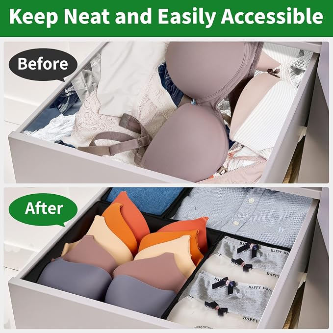 Criusia Drawer Organizer Clothes, 8 Pack Underwear Drawer Organizer, Foldable - Image 2