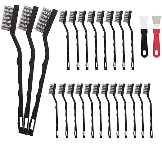 20 Pcs Mini Wire Brush Stainless Steel Brush Set, Curved Handle Masonry Brush by Unknown