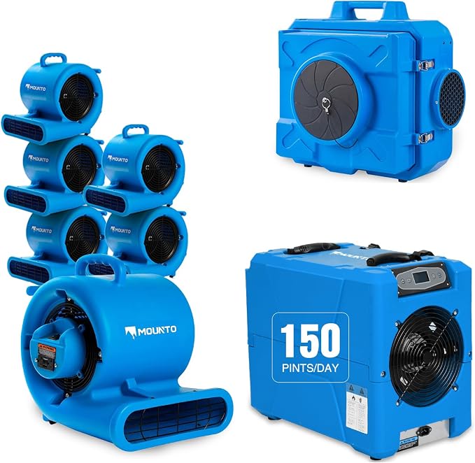 MOUNTO Water Damage Restoration Combo Package 6x Air Mover 1x Air Scrubber 1x by MOUNTO