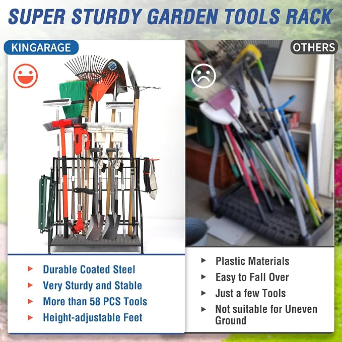 Garden Tool Organizer for Garage, Garden Tool Rack, Yard Tool Holder for Garage - Image 6