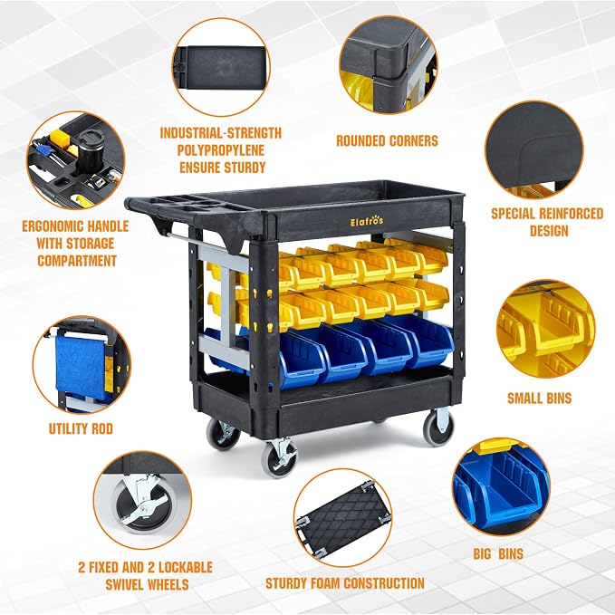 Elafros 2-Tier Utility Cart - Image 4