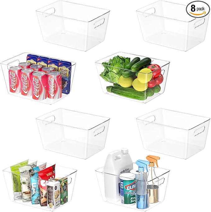 BALEINE Clear Plastic Storage Bins, Pantry Organization, BPA Free Stackable by BALEINE