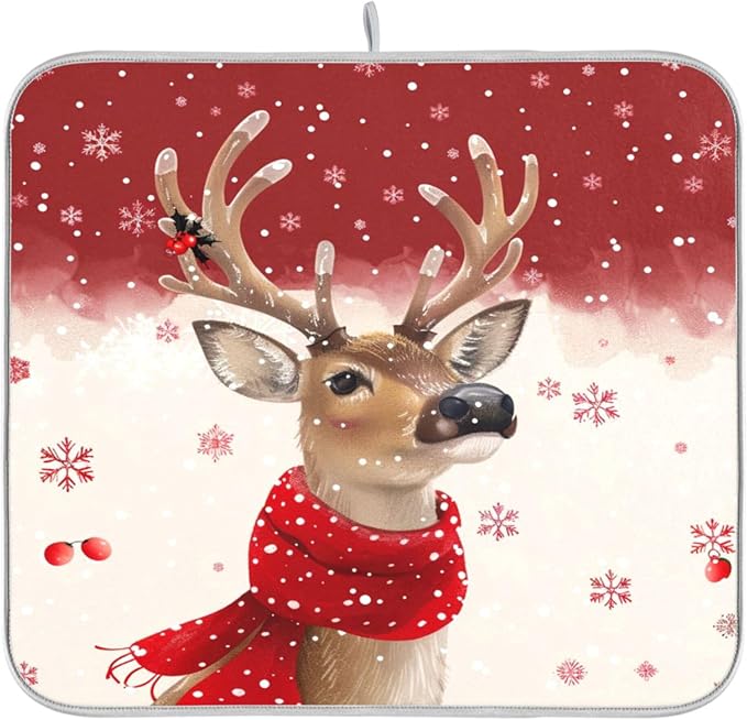 Christmas Reindeer Dish Drying Mat by Wamika