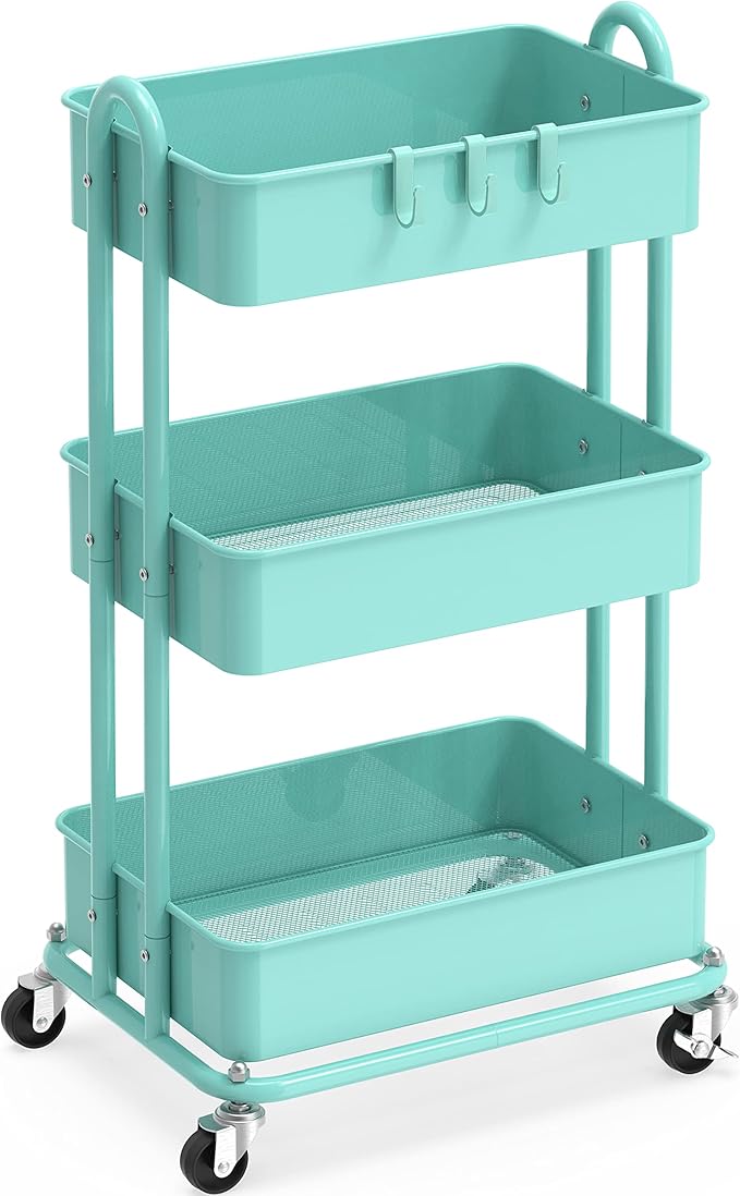 Simple Houseware 3-Tier Heavy Duty Metal Utility Rolling Cart by SimpleHouseware