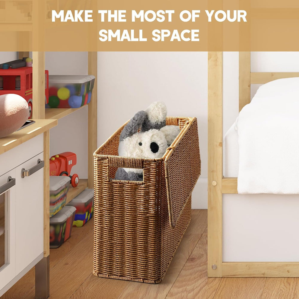 Generic Narrow and Tall Storage Box Woven Storage Basket with Lid Lightweight...