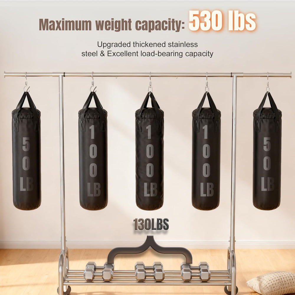 Heavy Duty Rolling Garment Rack with Wheels, 550LBS Clothing Rack