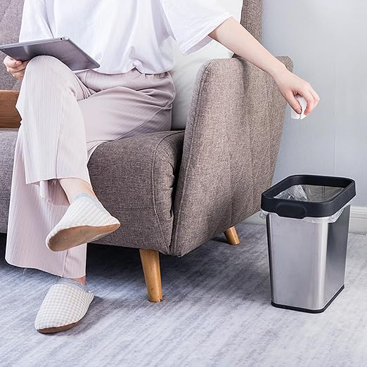 2 Pack Stainless Steel Trash Can 2 Gallon, Open Top Trash Can, Rectangle - Image 2