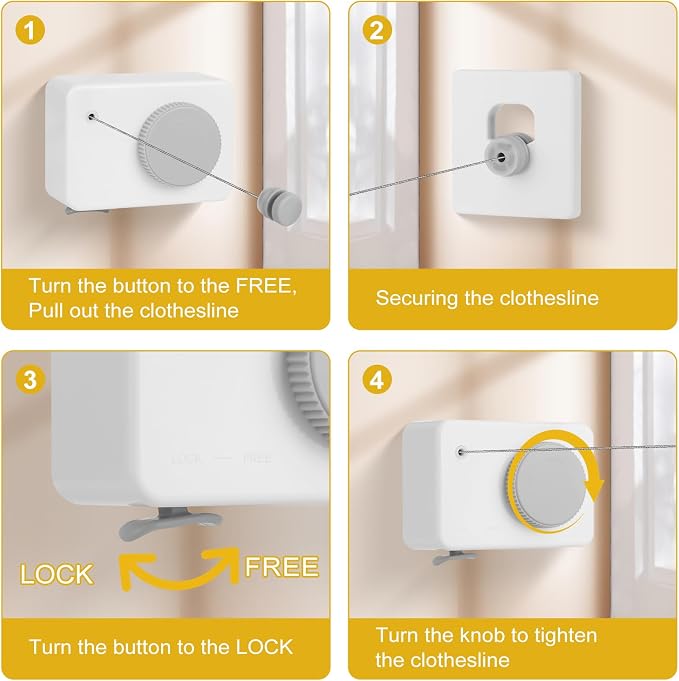 Retractable Clothesline Indoor/Outdoor, Anti-Sag - Image 3