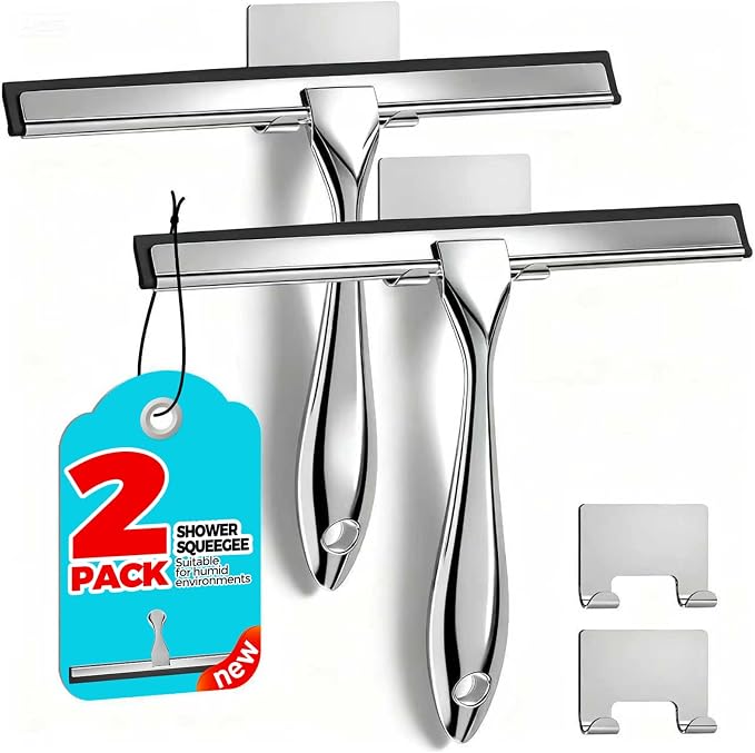 2PACK Shower Squeegee for Glass Doors, Squeegee for Shower Glass，All-Purpose by ALFLOD