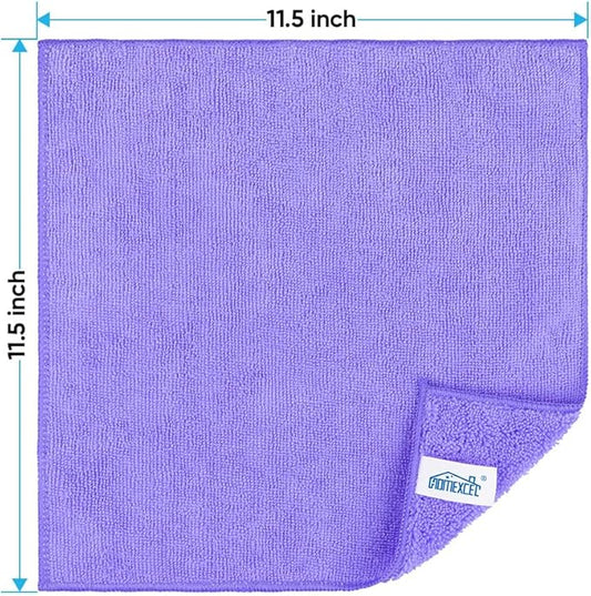 HOMEXCEL Purple Microfiber Cleaning Cloth, 12 Pack Premium Microfiber Towels - Image 2