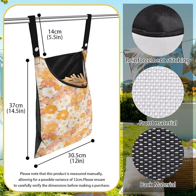 Clothes Pin Hanging Bag with Hanging Rope 14.5 X 12 Inch Clothespin Bag - Image 6