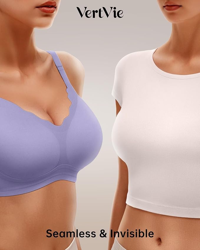 Vertvie Womens Seamless Bras No Underwire Supportive Wireless Push Up Full - Image 4