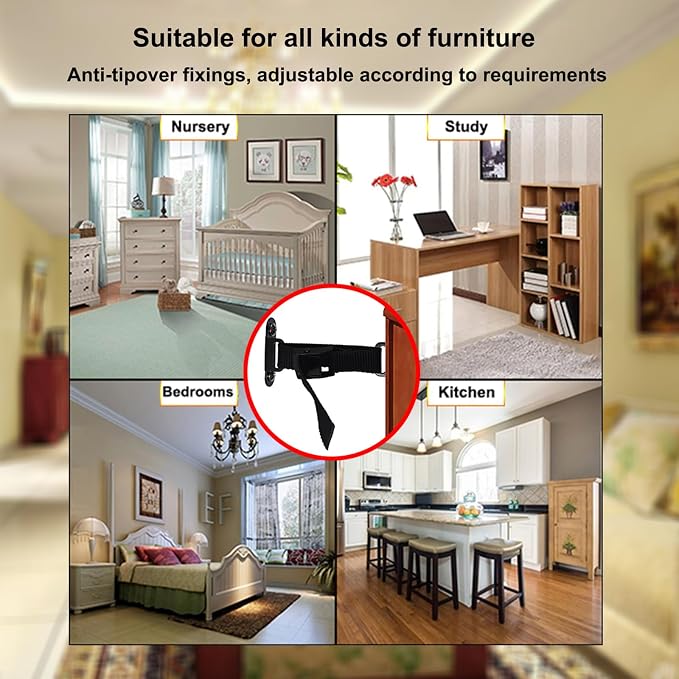 Anti Tip Furniture Anchors, Heavy Duty Furniture Wall Anchor, Adjustable - Image 7