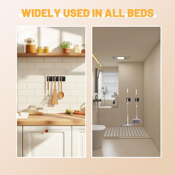 3 Pack Broom Holder Wall Mount, Stainless Steel Broom Holder - Image 5