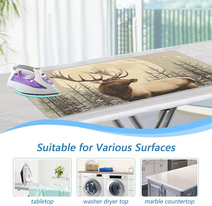 Retro Elk Winter Ironing Mat for Table top Portable Ironing Pad Blanket for - Image 5
