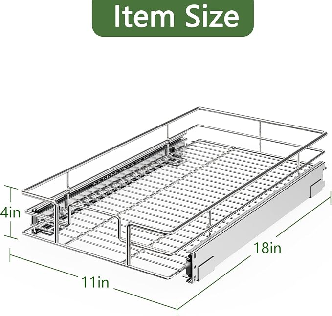 LOVMOR Pull Out Cabinet Organizer 11" W x 18" D, Kitchen Cabinet Pull Out - Image 4