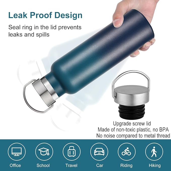 Neihepal 20 oz Insulated Water Bottles Bulk 2 Pack, Stainless Steel Double Wall - Image 4