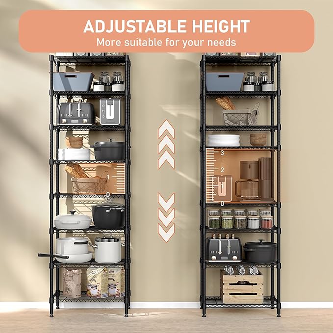 8 Tier 2000 lbs Storage Rack Metal Wire Shelving Unit, Storage Standing Shelf - Image 4