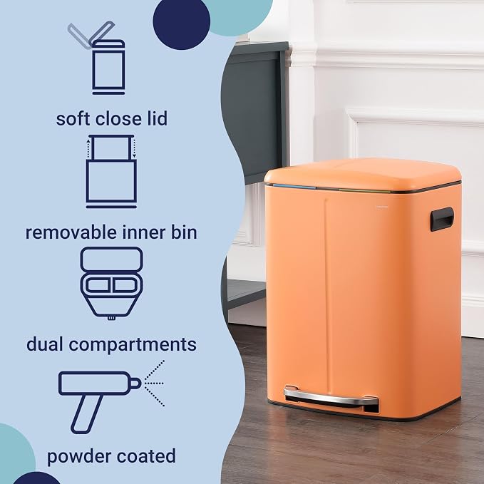 happimess HPM1005K Marco Rectangular 10.6-Gallon Double Bucket Trash Can - Image 3