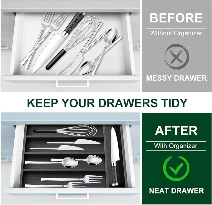 Small Silverware Organizer Utensil Tray 13"x9" Kitchen Drawer Organizers and - Image 4