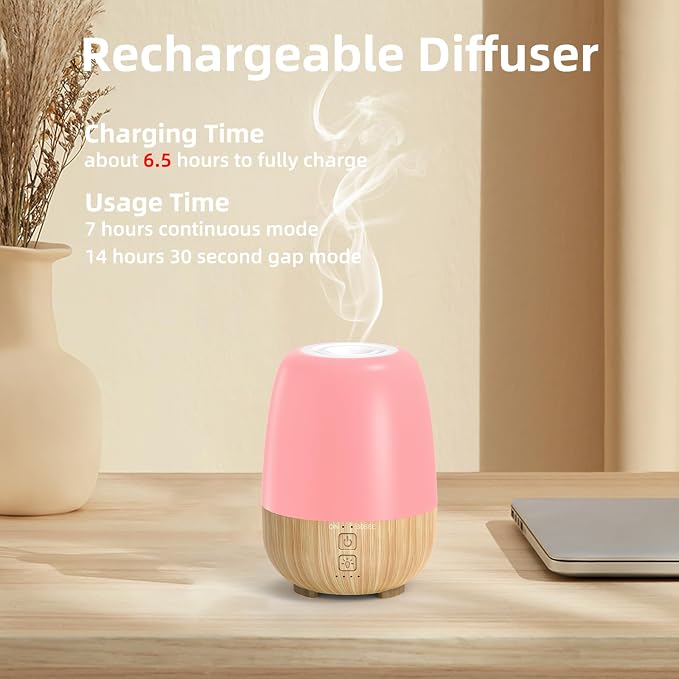 150ML Cordless Essential Oil Diffuser, Built-in 6000mAH Rechargeable Battery - Image 2