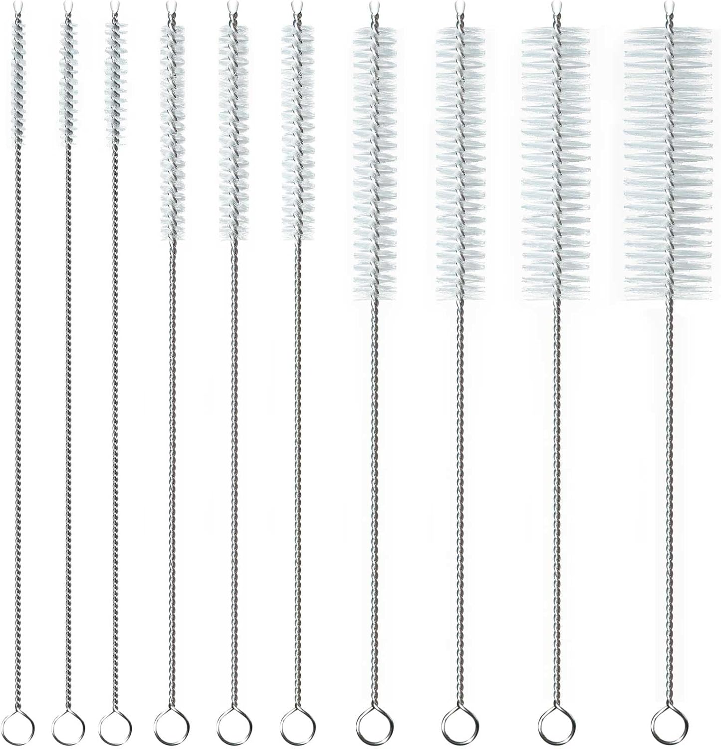Straw Cleaner Brush, Reusable Metal Handles Straw Cleaning Brush Extra Long for Mug 40, 30, 20 oz, 10mm 15mm Wide for Sippy Cup, Water Bottle and Tubes Pipe