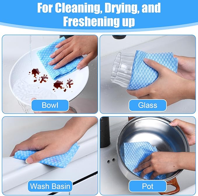 JIEYAO 300 Pcs Disposable Dish Cloths, Non-Woven Cleaning Towels Reusable - Image 6